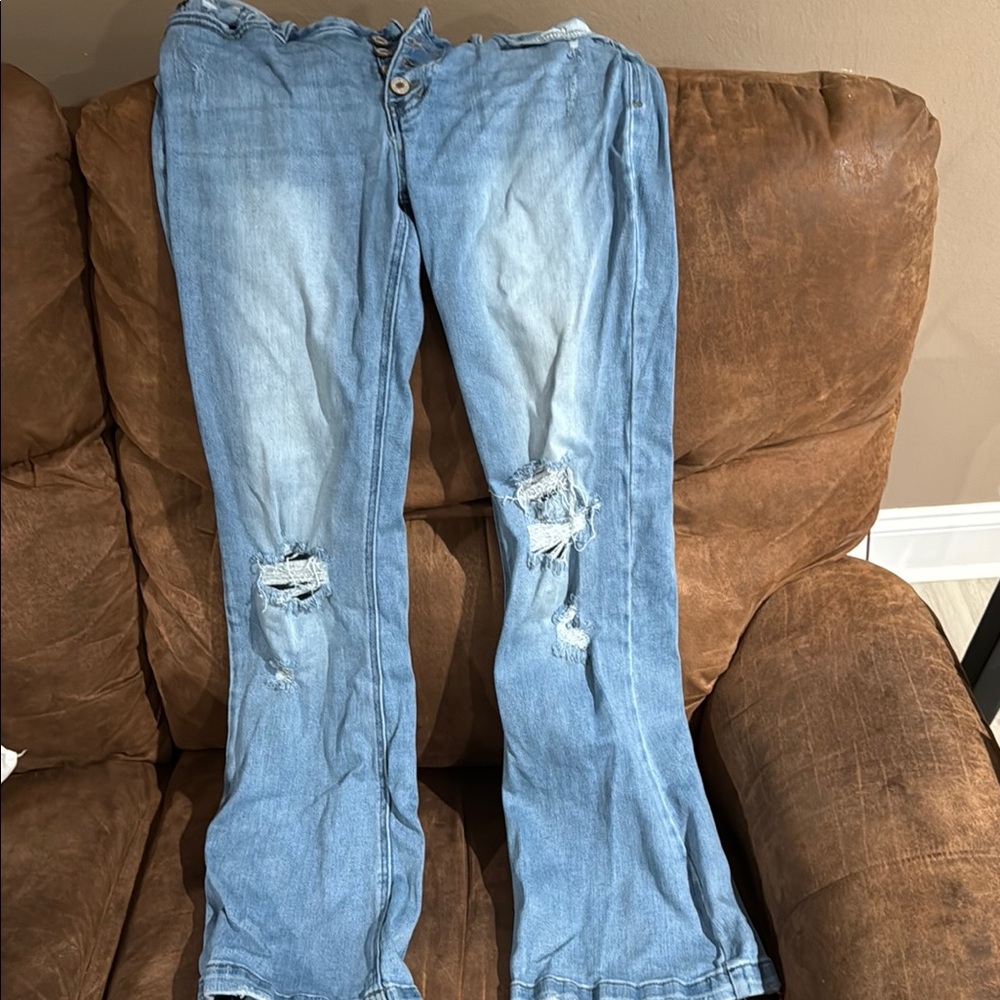 KanCan Light Blue Distressed Boot Cut Jeans